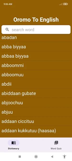 Oromo To English Dictionary Screenshot 0