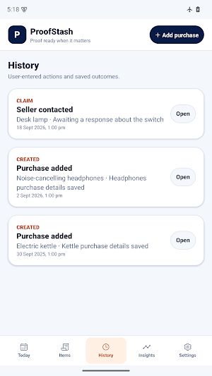 ProofStash Warranty Tracker Screenshot 2