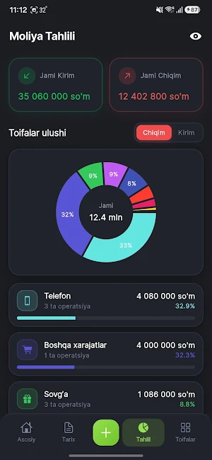Finora: Hisobchi, kirim-chiqim Screenshot 2