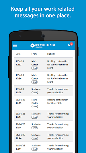 OneWorldRental Staff App Screenshot 3