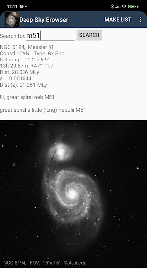Deep Sky Browser Screenshot 0