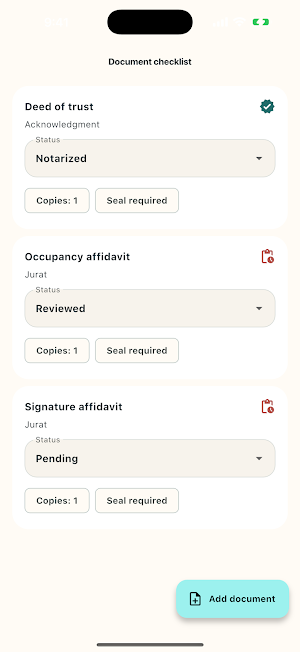 NotaryDesk: Client Checklists Screenshot 2