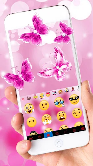 Pink Crystal Butterfly Keyboard Theme Screenshot 2