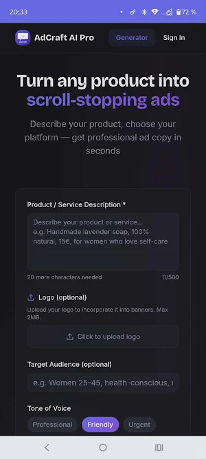 AdCraft AI Pro Screenshot 0