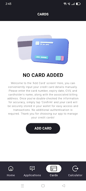 Credit Debit Card Quick Manage Screenshot 1