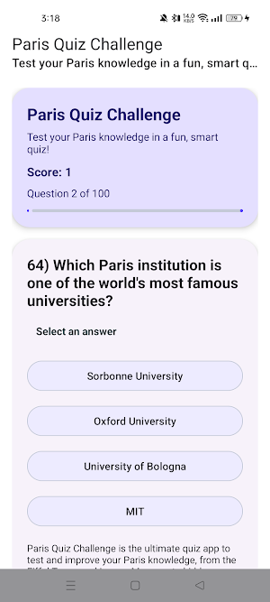 Paris Quiz Challenge Screenshot 0