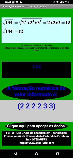 A Matemática e a fatoração Screenshot 2