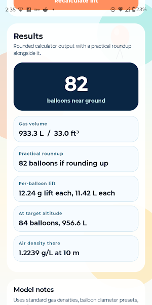 Helium Balloon Calculator Screenshot 1