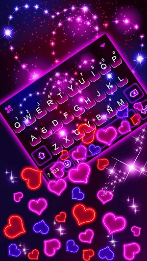 Neon Hearts Gravity Keyboard Theme Screenshot 0