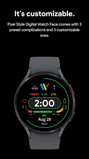 Pixel Style Digital Watch Face Screenshot 2