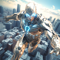 iron robot fight man superhero