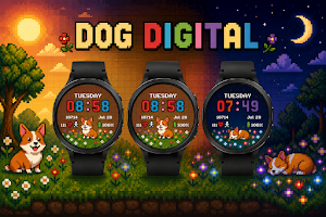 Dog Digital Watch Face: Pixel Screenshot 0