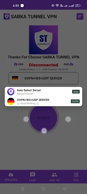 SABKA TUNNEL VPN Screenshot 1