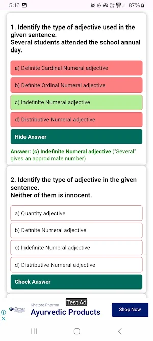 English Grammar MCQ Questions Screenshot 1