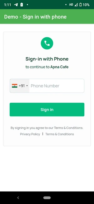 Demo - Sign in with phone Screenshot 1