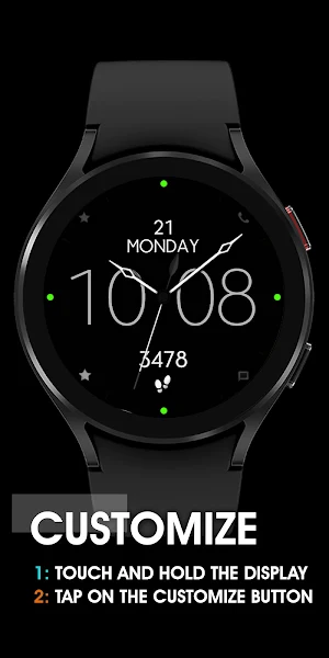 Minimal Black v15 Watch Face Screenshot 2