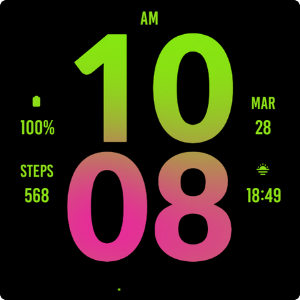 Big Green Pink Watch Face Screenshot 3