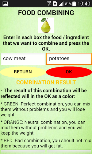 Dissociated diet - Food combin Screenshot 2