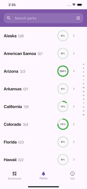 National Parks Journal Screenshot 1