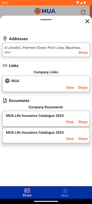 MUA B-Card Screenshot 1