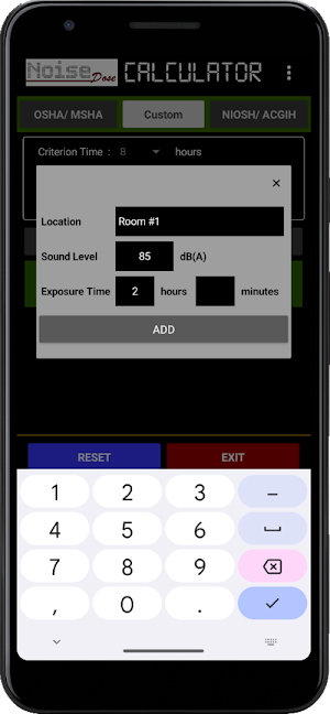 Noise Dose Calculator Screenshot 2