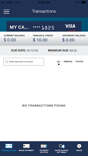 FFFCU Visa Screenshot 2