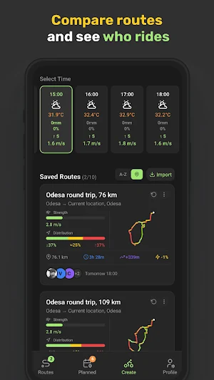 Wind2Ride: Wind Route Planner Screenshot 2