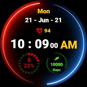 Neon Blue Red Watch Face Screenshot 3
