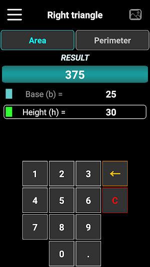 Calculator areas and perimeters Screenshot 2