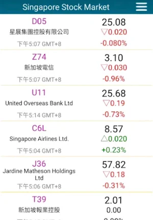Singapore Stock Market App Screenshot 2