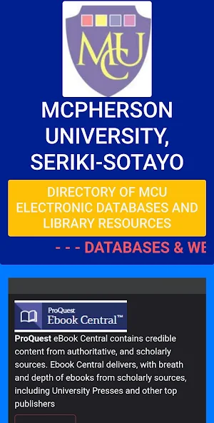 McPherson University eLibrary Screenshot 3