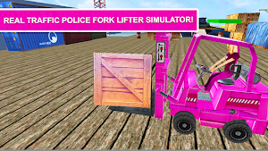Pink Lady Car Parking fork Lifter : Folklift Games Screenshot 1