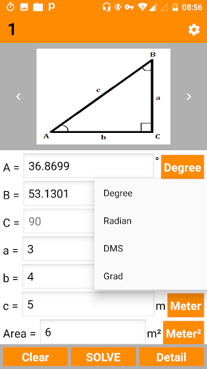Right Angled Triangle Calculator and Solver - PRO Screenshot 2