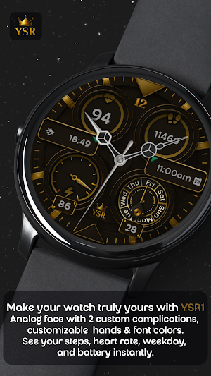 YSR01 Golden Analog Watch Face Screenshot 1