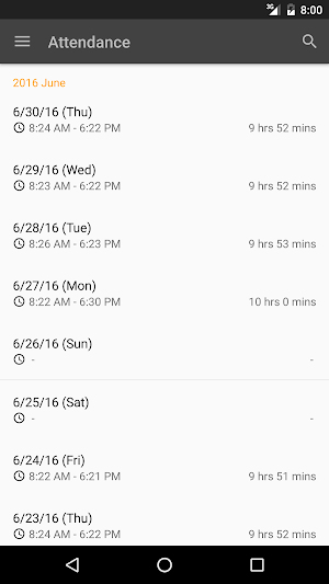 Time Attendance Screenshot 2