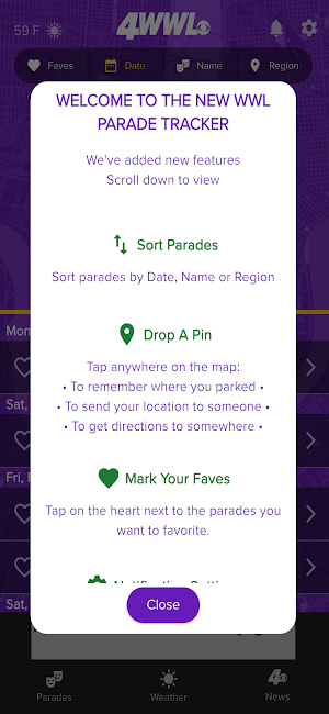 WWL Parade Tracker Screenshot 1