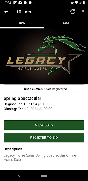 Legacy Horse Sales Screenshot 1
