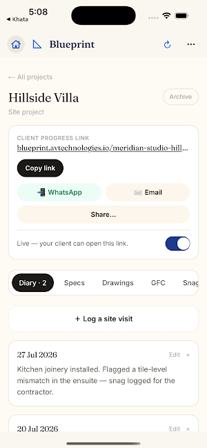 Blueprint: Site Diary Screenshot 1