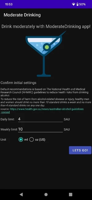 ModerateDrinking App Screenshot 2