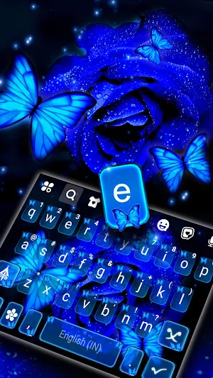 Rose Blue Butterfly Keyboard Background Screenshot 1