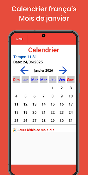France Calendar 2026- Holidays Screenshot 0