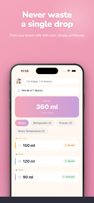 Milky – Breast Milk Tracker Screenshot 0