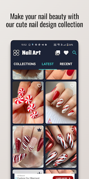 Candy Cane Stripes Nail Design Screenshot 3