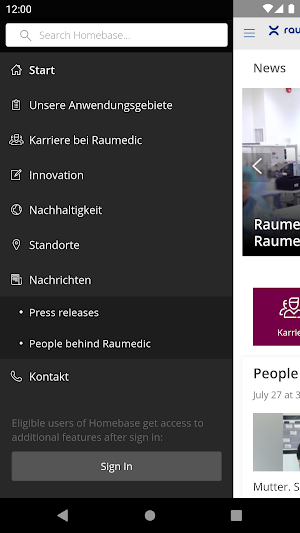 Raumedic Homebase Screenshot 1