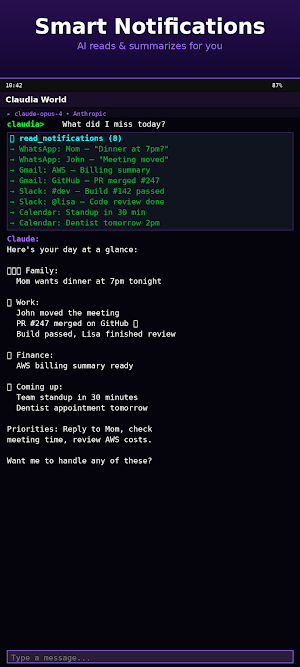 Claudia World — AI Agent Screenshot 2