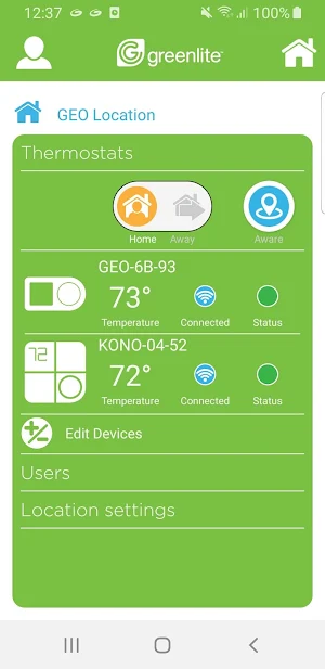 Greenlite Thermostat Screenshot 2