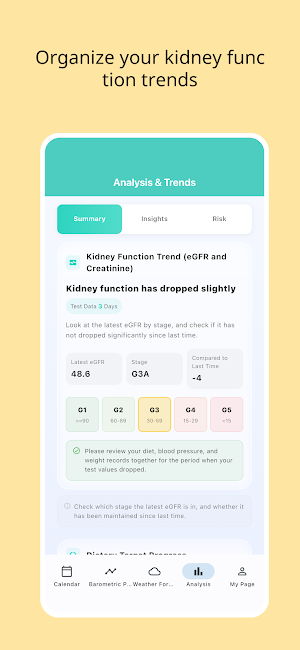 Kidney Care Tracker & Analysis Screenshot 0