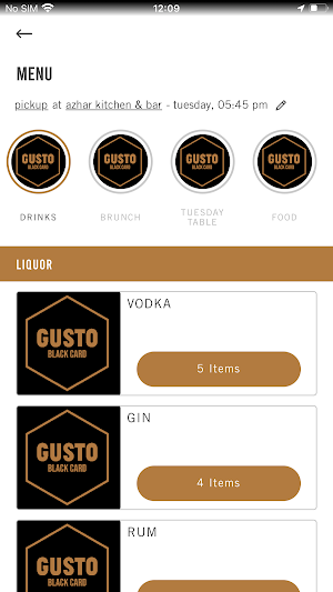 Gusto 54 Black Card Screenshot 2