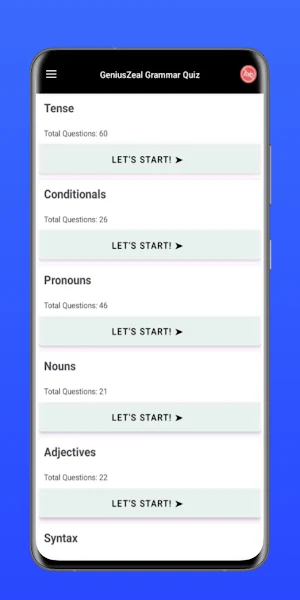GeniusZeal Grammar Quiz Screenshot 0