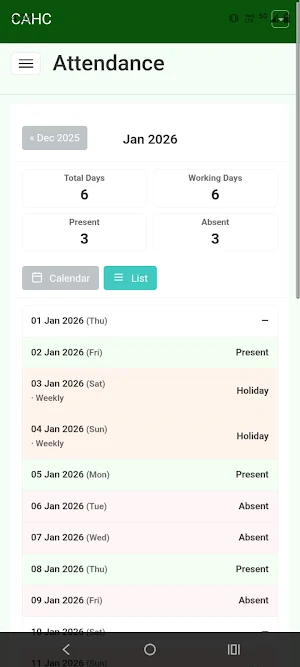 CAHC Student Portal Screenshot 3